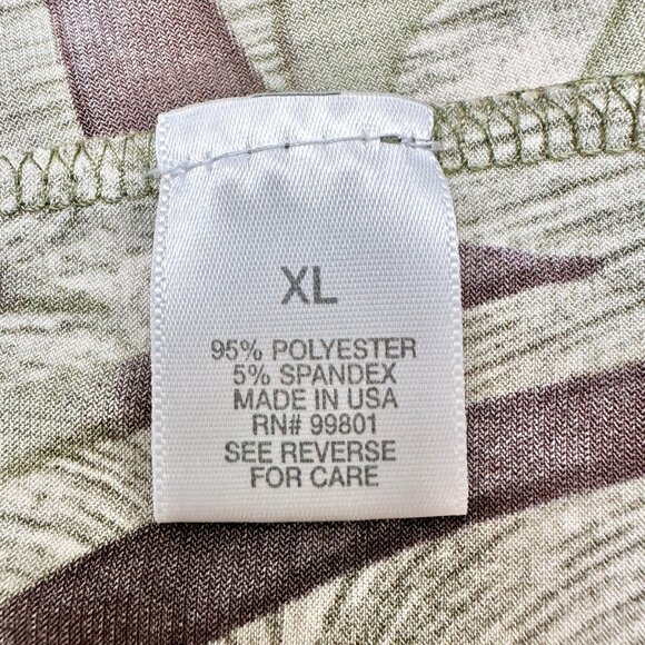 Dressbarn Blouse Womens XL Zebra Print Short Sleeve Made In USA Green Brown Gold - Picture 9 of 11